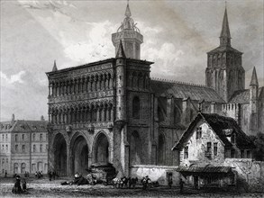View of the Church of Notre Dame de Dijon, engraving from 1840.