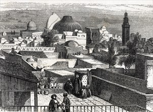 Jerusalem, the holy places, view taken from the Cretan convent, engraving, 1851.