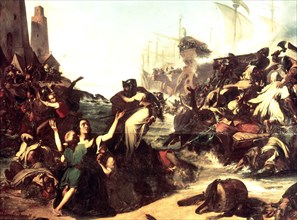Action of weapons of Cadiz people against the Moors in 1574, Berber pirates on the Torregorda beach.