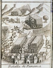 'Arias de Acevedo at the forefront of Panama', American Conquest, Battle of Panama (1550), engra?