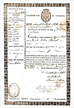 Passport for inside movements issued to Jaime Balmes to go from Vic to Cervera on 2nd October 182?