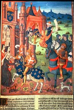Charlemagne with paladins, knights of the king's entourage, Miniature in 'Chroniques de France', ?