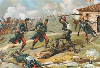 Third Carlist War (1872 - 1876), Battle of Murrieta in San Pedro Abanto in 1874, drawing of the t?