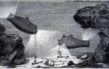 Trials with underwater navigation device Ictíneo, invented by engineer Narciso Monturiol, in the ?