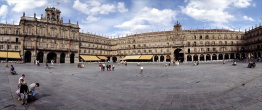 View of the Plaza Mayor of Salamanca with the City Hall, designed by architect Alberto de Churrig?
