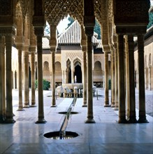 The Alhambra. Lions Courtyard in the Alhambra, Granada.