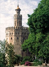 Gold Tower in Seville, composed by three bodies: the first built in 1220, the second one in the 1?