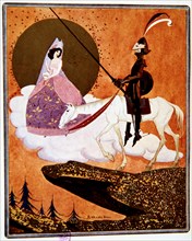 Illustration in the frontispiece of the 1923 Edinburgh edition of 'Don Quixote of La Mancha', bas?