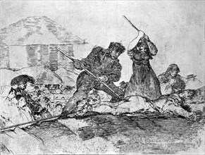 The Disasters of War, a series of etchings by Francisco de Goya (1746-1828), plate 28: 'Populacho?