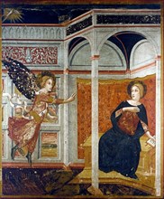 Annunciation, table of the Vallmoll altarpiece, by Jaume Huguet.