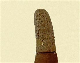 Knife of Gebel el-Arak, detail of the handle with a battle scene, made in ivory.