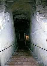 Hypogeum of Volumini, partial interior view, entrance stairs.