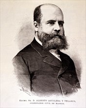 Alberto Aguilera and Velasco (1842-1913), Spanish politician and lawyer, engraving of the  illust?