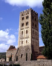 Benedictine Monastery of Sant Miquel de Cuixà, exterior view of the tower.