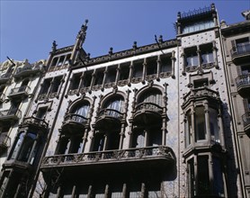 Façade of Thomas House in 293 Mallorca Street, Barcelona, ??by Lluis Domenech i Montaner in 1895-?
