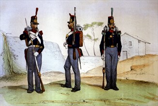 Reign of Elizabeth II. 1833 - 1868. Infantry, 1848, infantry soldiers: Sergeant Grenadier, Riflem?