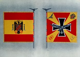 Front and back of the Flag of the Condor Legion during the Spanish Civil War.