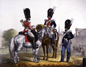 Reign of Ferdinand VII (1808-1833), lithographed sheet of Grenadiers of the Royal Guard at horseb?