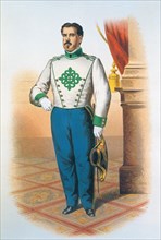 Knight in the uniform of the Order of Alcántara. Chromolithograph, 1865.