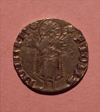 Florin, currency of the time of Peter III, coined in Perpignan, head.