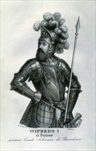Guifre I 'the Hairy' (840 - 897), count of Cerdanya, Urgell, Barcelona, Girona and Besalú, engrav?