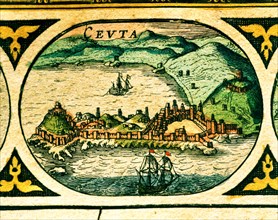 Ceuta, colored engraving from the book 'Le Theatre du monde' or 'Nouvel Atlas', 1645, created, pr?