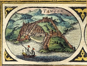 Tangier, colored engraving from the book 'Le Theatre du monde' or 'Nouvel Atlas', 1645, created, ?
