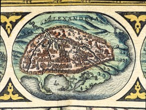 Alexandria, colored engraving from the book 'Le Theatre du monde' or 'Nouvel Atlas', 1645, create?