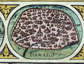 Damascus, colored engraving from the book 'Le Theatre du monde' or 'Nouvel Atlas', 1645, created,?