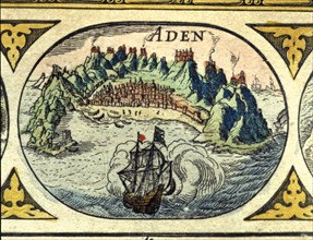Aden, colored engraving from the book 'Le Theatre du monde' or 'Nouvel Atlas', 1645, created, pri?