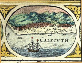 Calcutta, colored engraving from the book 'Le Theatre du monde' or 'Nouvel Atlas', 1645, created,?