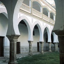 Detail of the cloister of the Sotofermoso Palace in Abadia (Caceres).