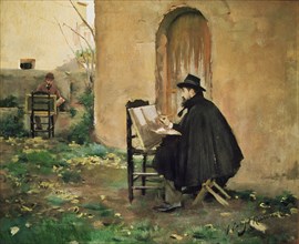 'Rusiñol and Casas Painting', oil, 1890 signed by the two artists.