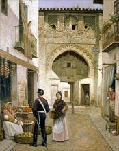 Greengrocer in Granada', oil by Joaquín Turina.