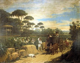 The grape harvest', oil by Joaquín Domínguez Becquer.