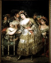 The Maja in gold and silver', Eugenio Lucas Oil.