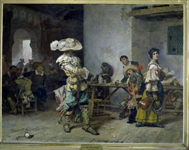 Braggarts at an inn,' by Muñoz Degrain, oil, 1881.