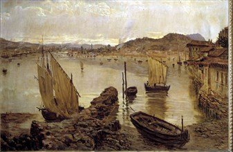 Port of Bilbao' by Muñoz Degrain, oil, 1900.