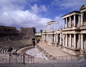 Side view of the Roman theater of Mérida.