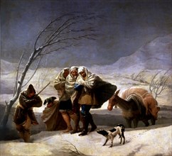 'The snowfall or winter', 1786, oil painting by Francisco de Goya.
