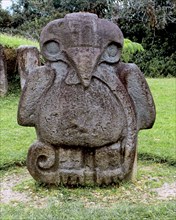 Archaeological park of San Agustín in Huila, Colombia. Eagle or condor with a snake in the beak a?