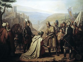 Ferdinand III 'The Saint' conquests Jaen in 1246, oil painting.