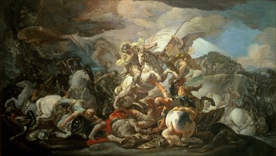 Battle of Clavijo (834), legendary battle where the apostle James made an appearance riding a whi?