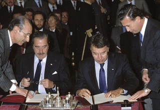 Signing of the cooperation agreement between Spain and Argentina, Madrid 1988, in the photograph ?