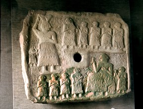 Ur-Nanshe, king of Lagash commemorates the construction of a temple, relief in limestone.