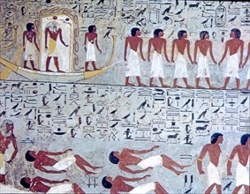 Fresco in the tomb of Horemheb depicting the sacred procession in the other world.