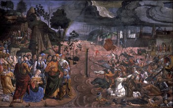 Crossing the Red Sea', 1483, fresco by Cosimo Rosselli.