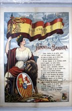 Second Republic (1931-1939), poster of the anthem to flag with letter of Synesius Delgado.