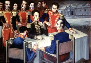 Bolivar and his generals in 1822.