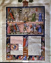 Frontispiece with representation of different scenes, Miniature in the 'Codex Justinian Instituti?